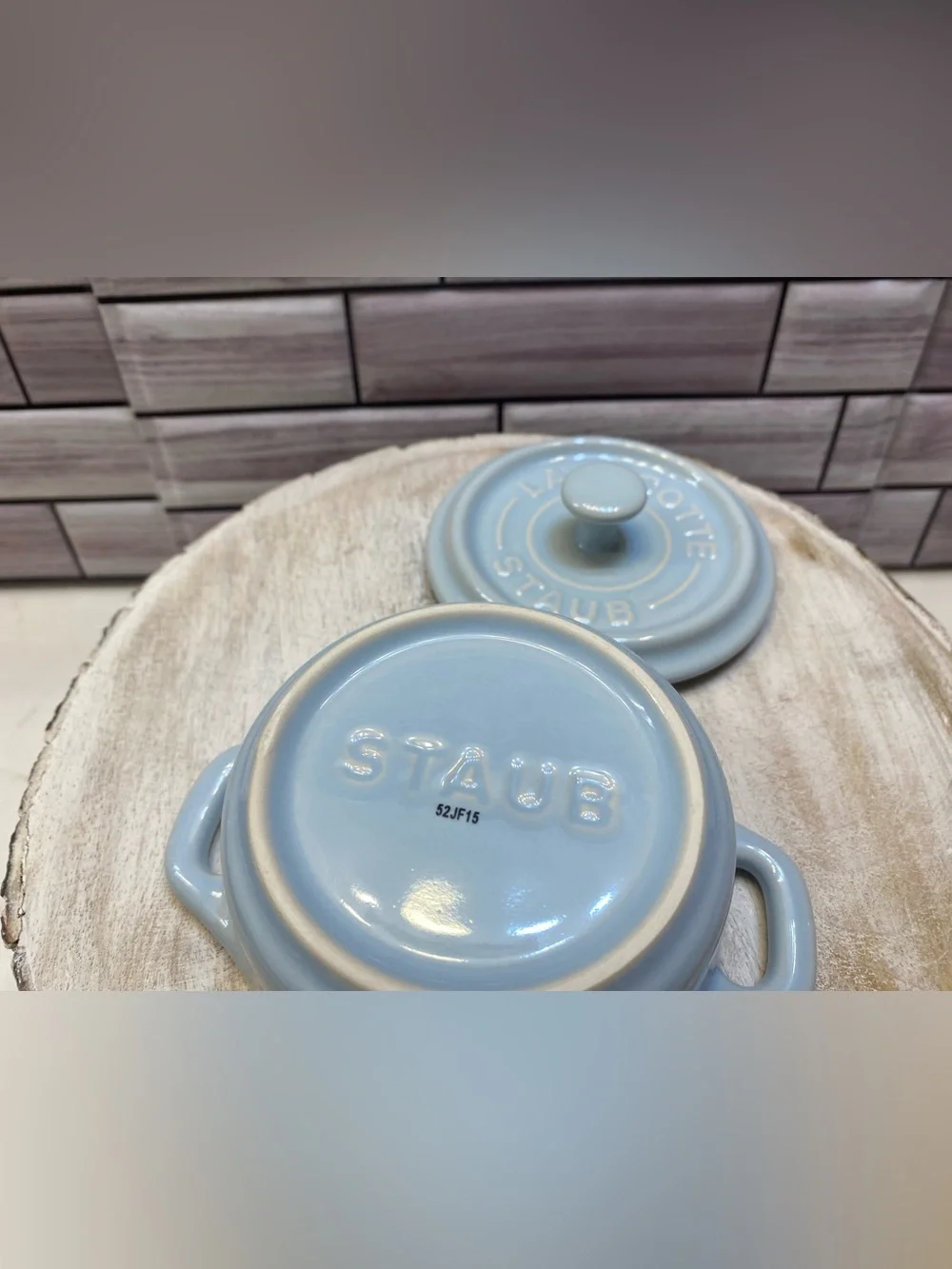 STAUB ❤️Ceramics Mini Round Cocotte 10cm Macaron Light Blue& Green NIB